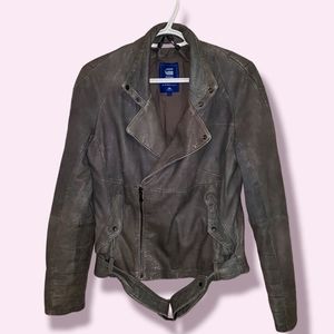 G-STAR RAW Lara Cropped Biker Jacket (Lambskin Leather)
